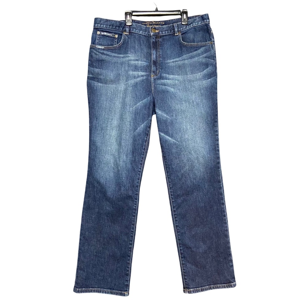 Lauren Jeans Co Ralph Lauren Womens 16 Blue Dark Wash Straight Leg Jeans Stretch